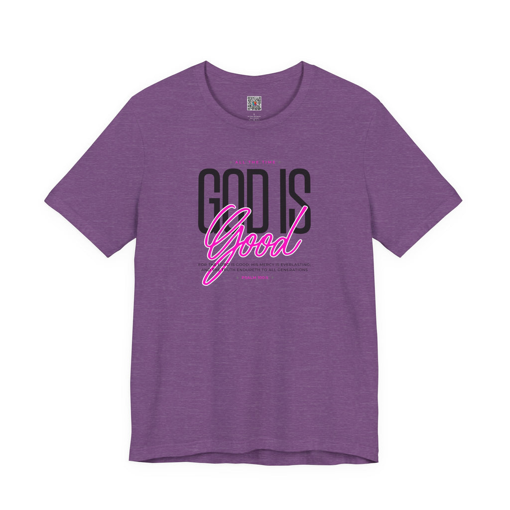 God Is Good T-Shirt | Faith Christian Tee with Pink Script | Cr8tive Designs