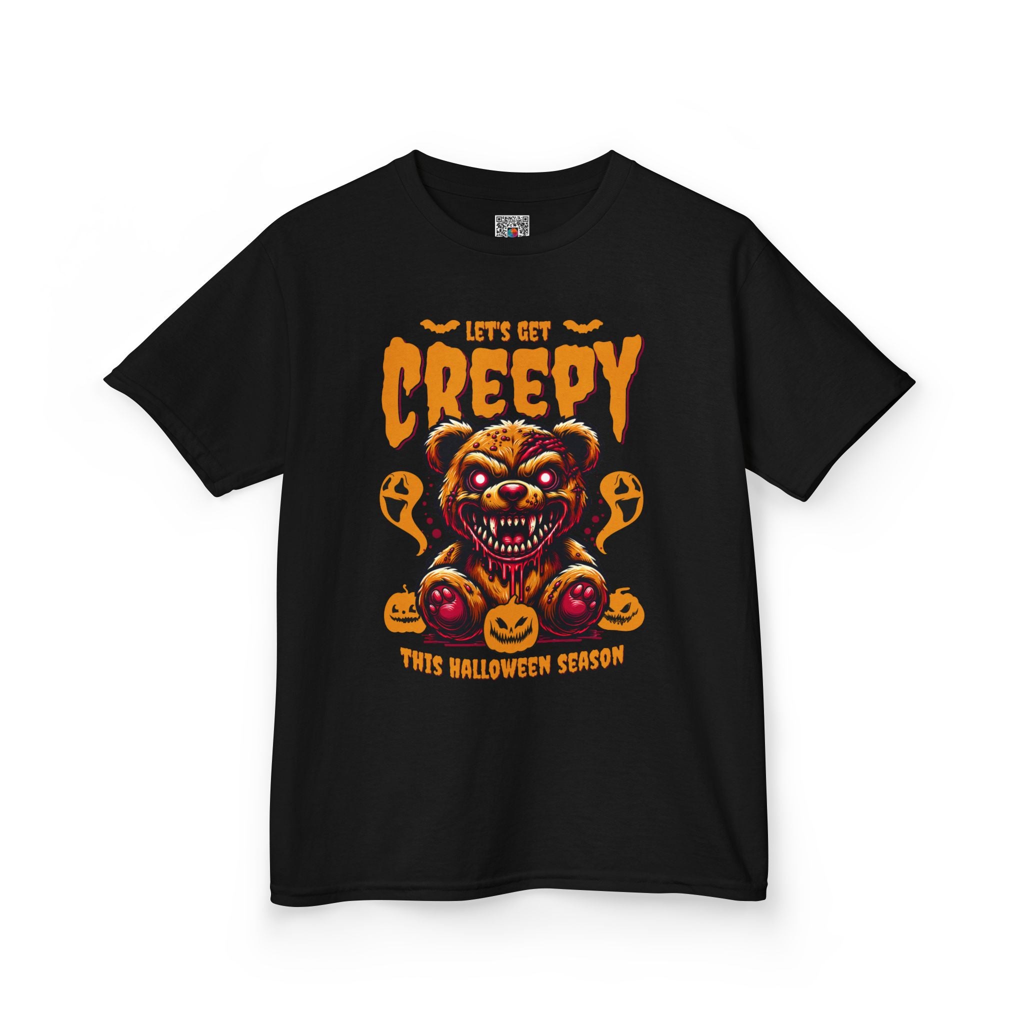 Kids Tee | "Let's Get Creepy" Halloween Teddy Bear Graphic | Cr8tive Designs