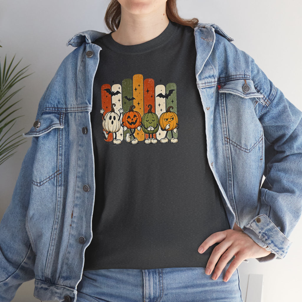 Retro Halloween Characters Tee | Cute Pumpkin Patch Graphic T-Shirt | Cr8tive Designs