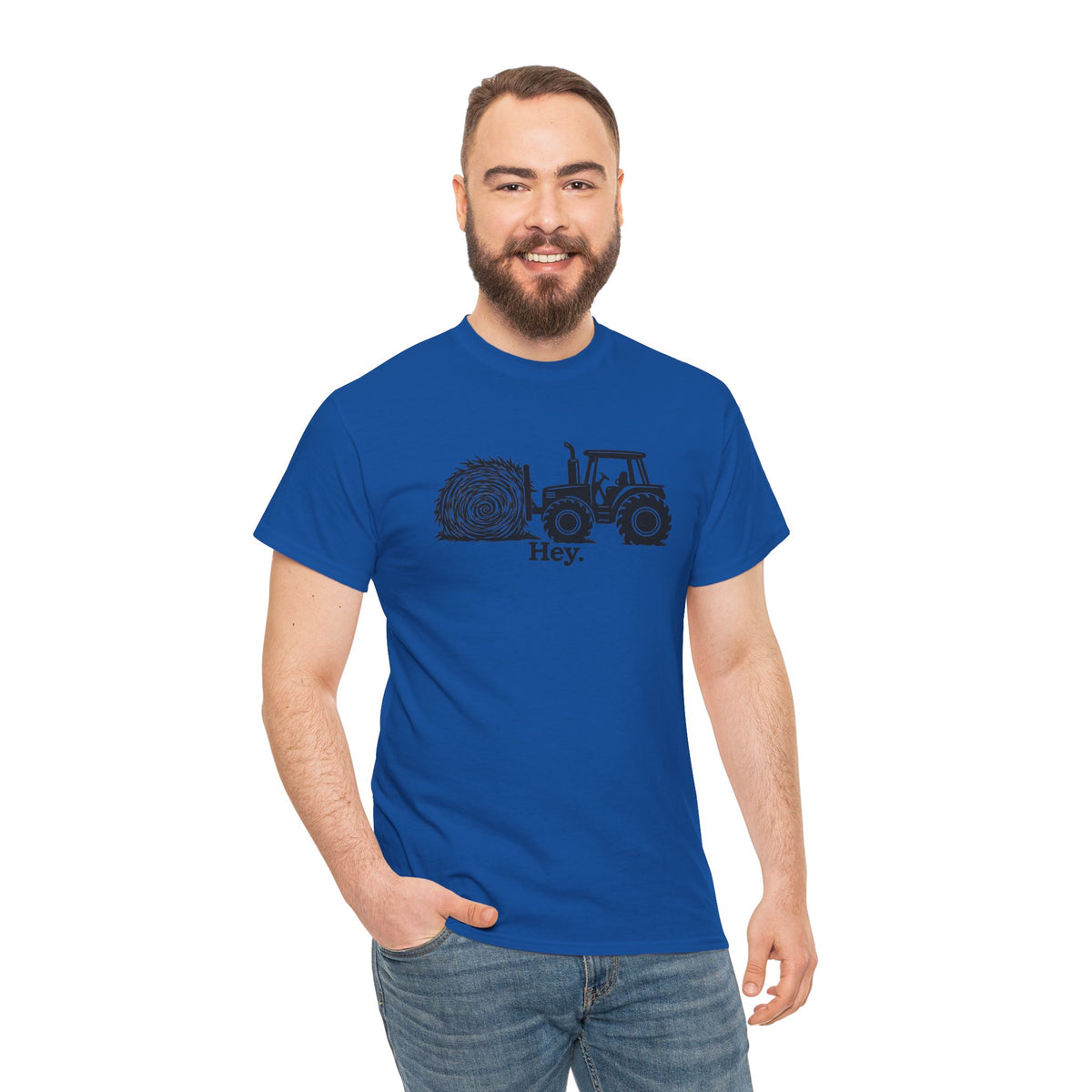 Hey. Tractor Hay Bale Graphic T-Shirt | Funny Farming Pun Country Tee | Cr8tive Designs