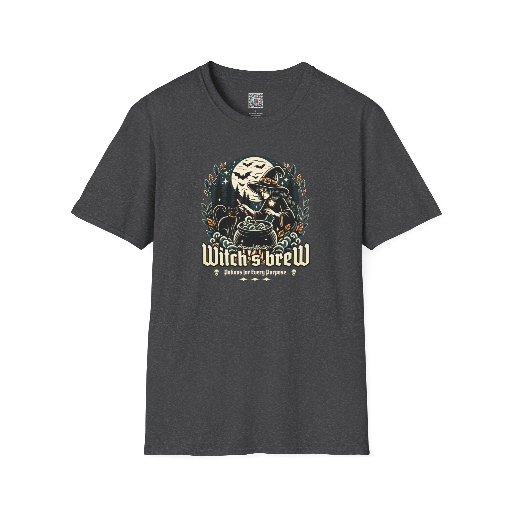 Witch's Brew T-Shirt | Vintage Moonlit Witch Cauldron Graphic | Cr8tive Designs