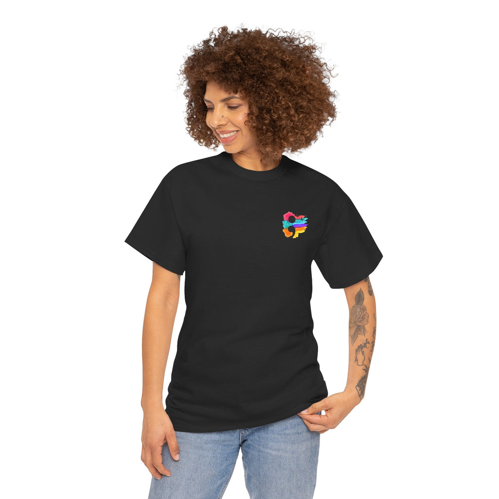 Watercolor Semicolon T-Shirt | Rainbow Splash Mental Health Pocket Print Tee | Cr8tive Designs