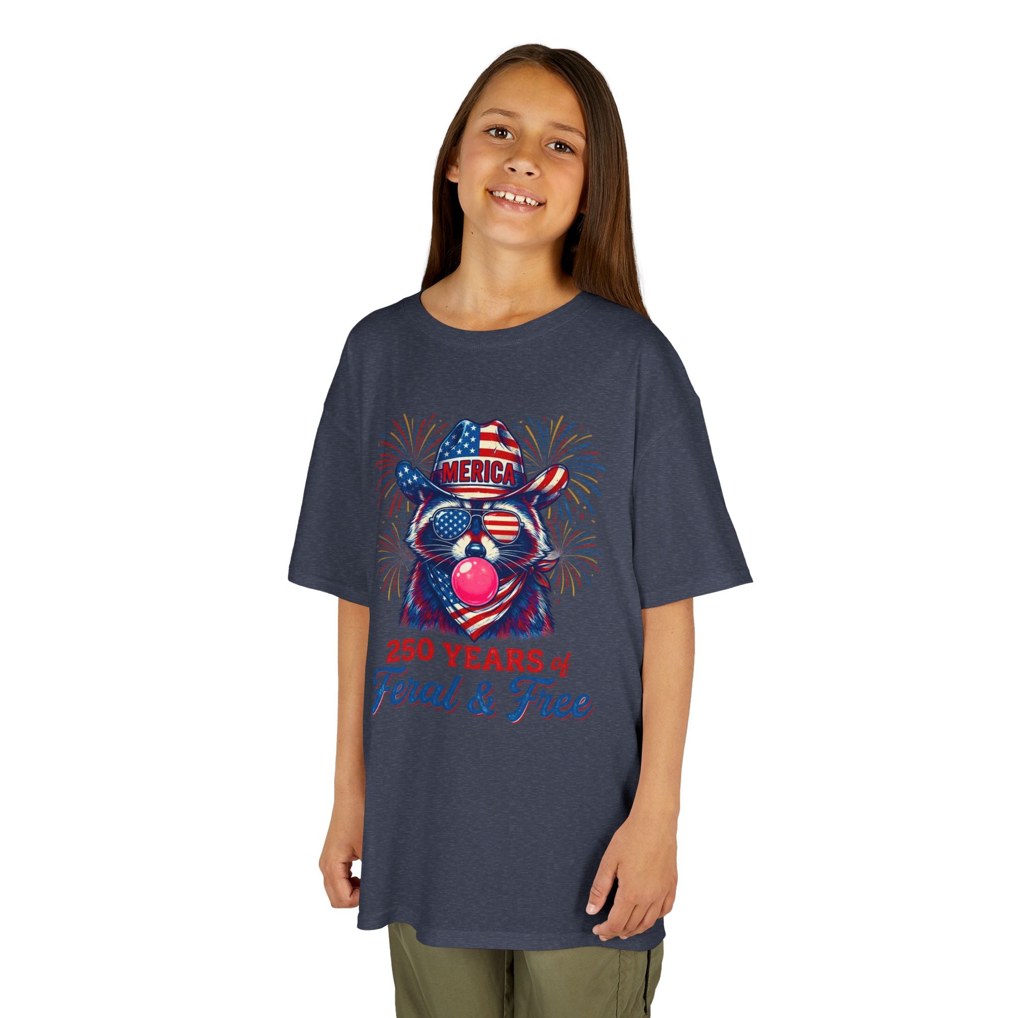 Kids '250 Years of Feral & Free' Patriotic Cow T-Shirt| Cr8tive Designs