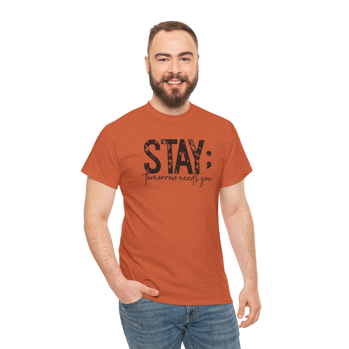 STAY Tomorrow Needs You T-Shirt | Semicolon Mental Health Awareness Graphic Tee | Cr8tive Designs