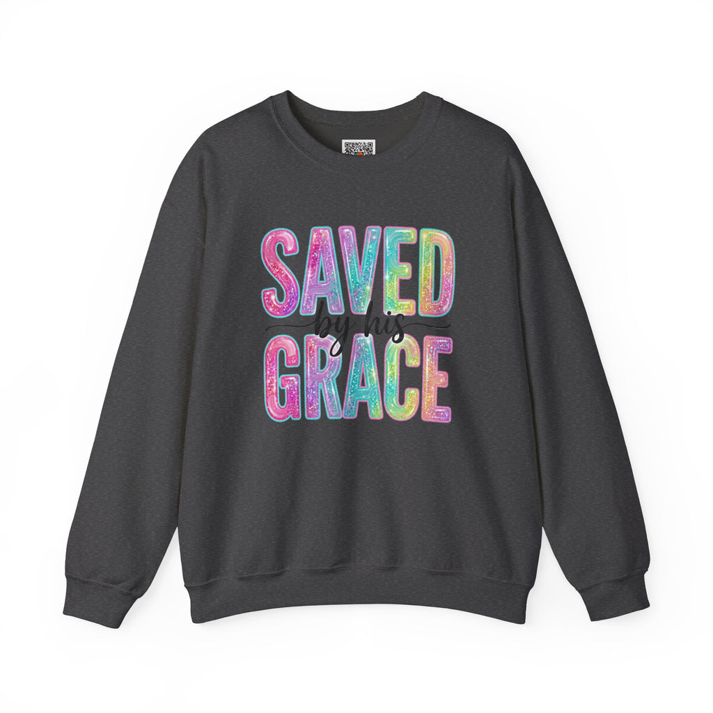 Saved by Grace Sweatshirt – Christian Faith Graphic Crewneck | Inspirational Religious Pullover | Cr8tive Designs