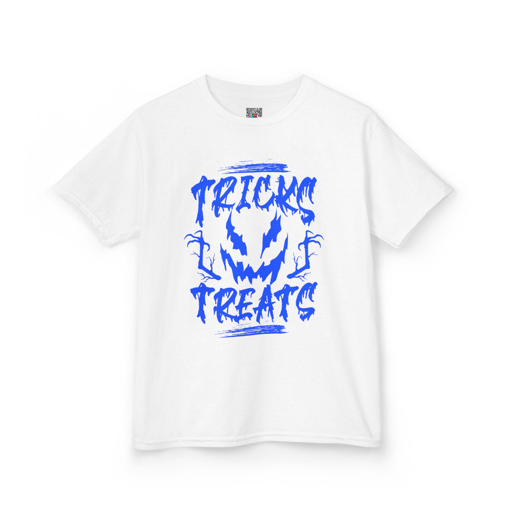 Kids Halloween T-Shirt | "Tricks & Treats" Scary Jack-O'-Lantern Tee | Cr8tive Designs