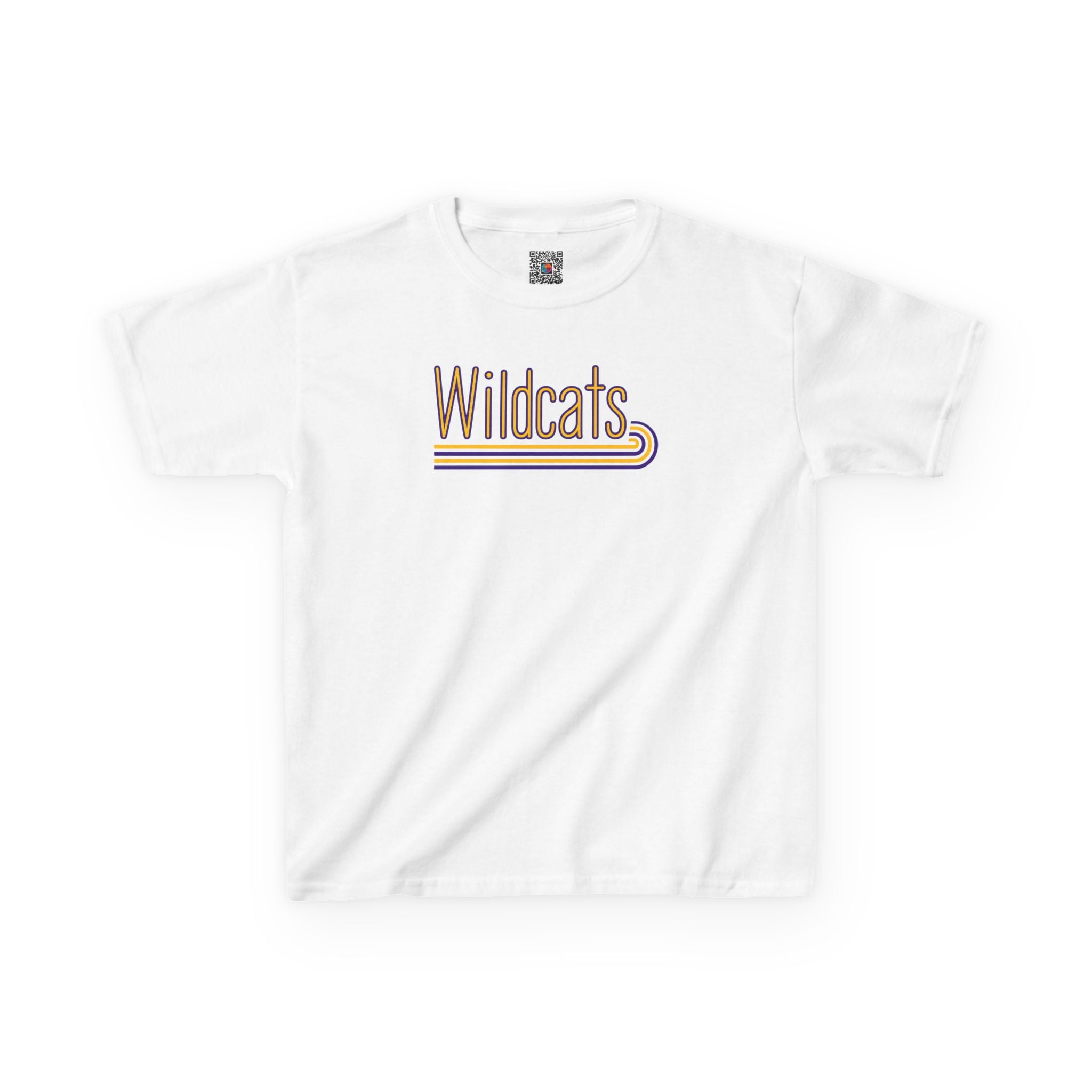 Wildcats Retro Stripe | Purple and Gold Youth Spirit T-Shirt | Cr8tive Designs