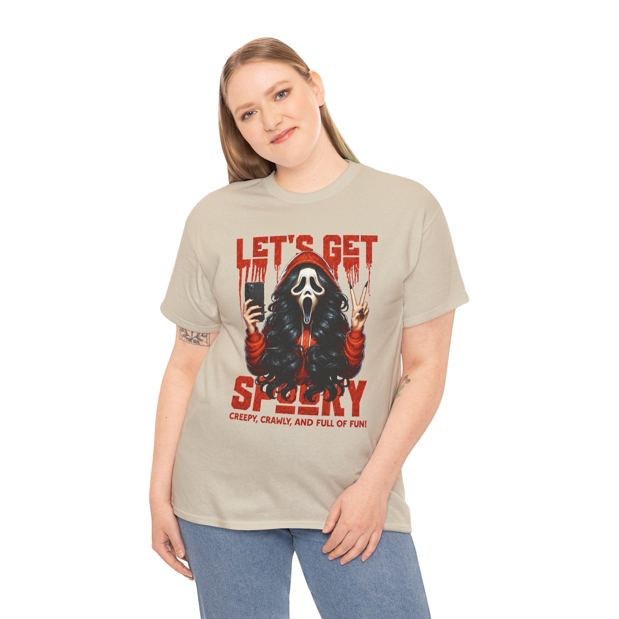Let's Get Spooky Ghostface Selfie T-Shirt | Halloween Horror Graphic Tee | Cr8tive Designs