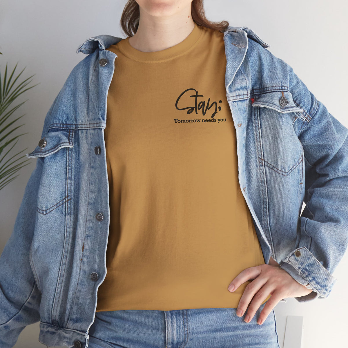 Stay Tomorrow Needs You T-Shirt | Minimalist Semicolon Pocket Print Graphic Tee | Cr8tive Designs