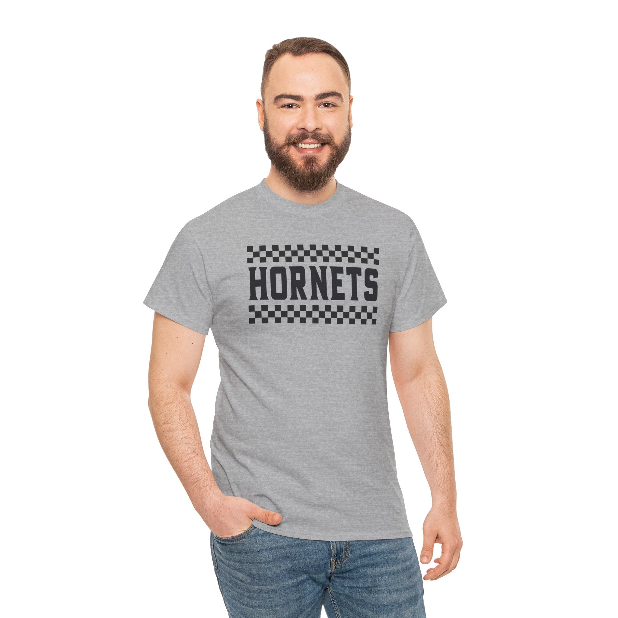 Checkered Hornets Adult T-Shirt | School Spirit Mascot Tee | Cr8tive Designs