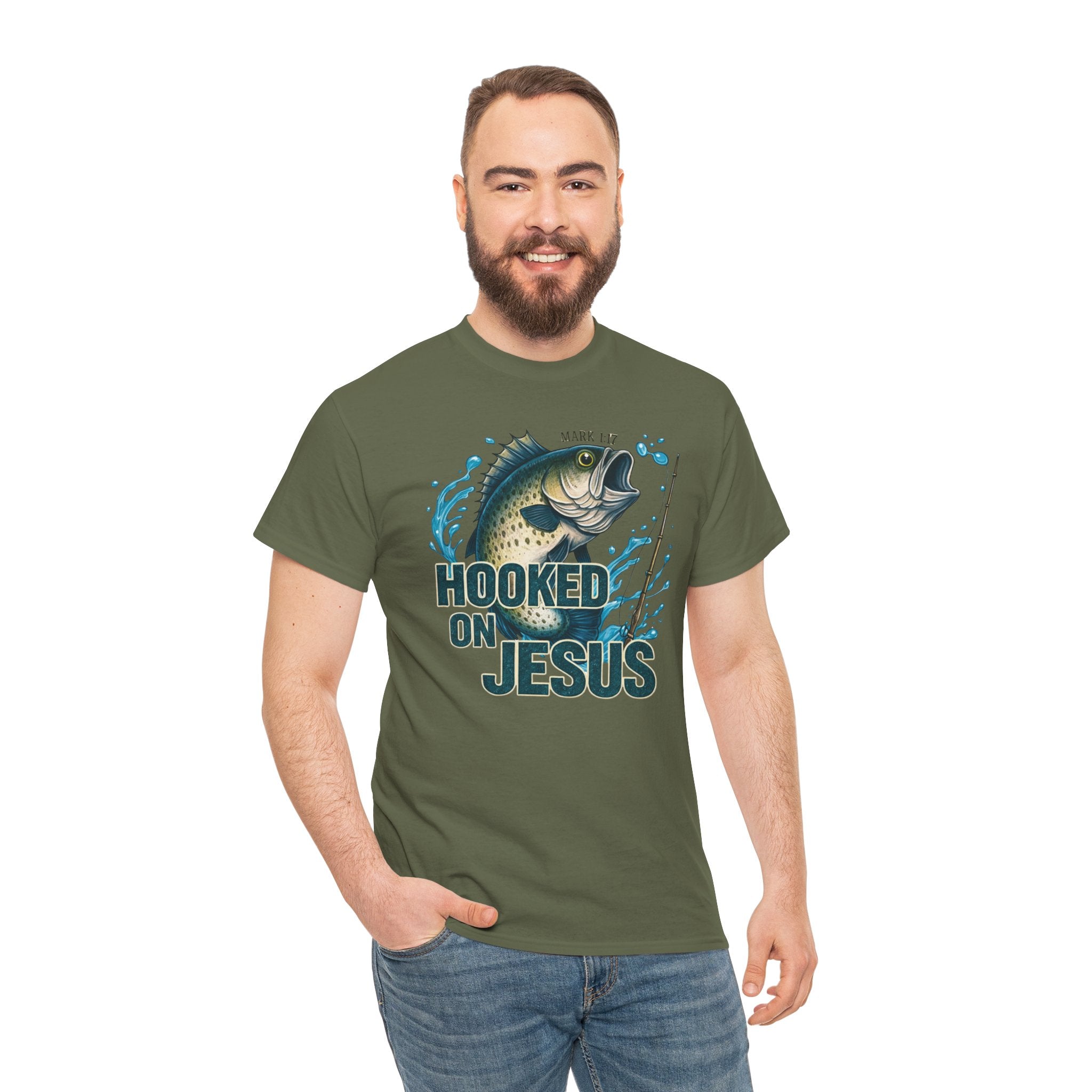 Hooked on Jesus Fishing T‑Shirt