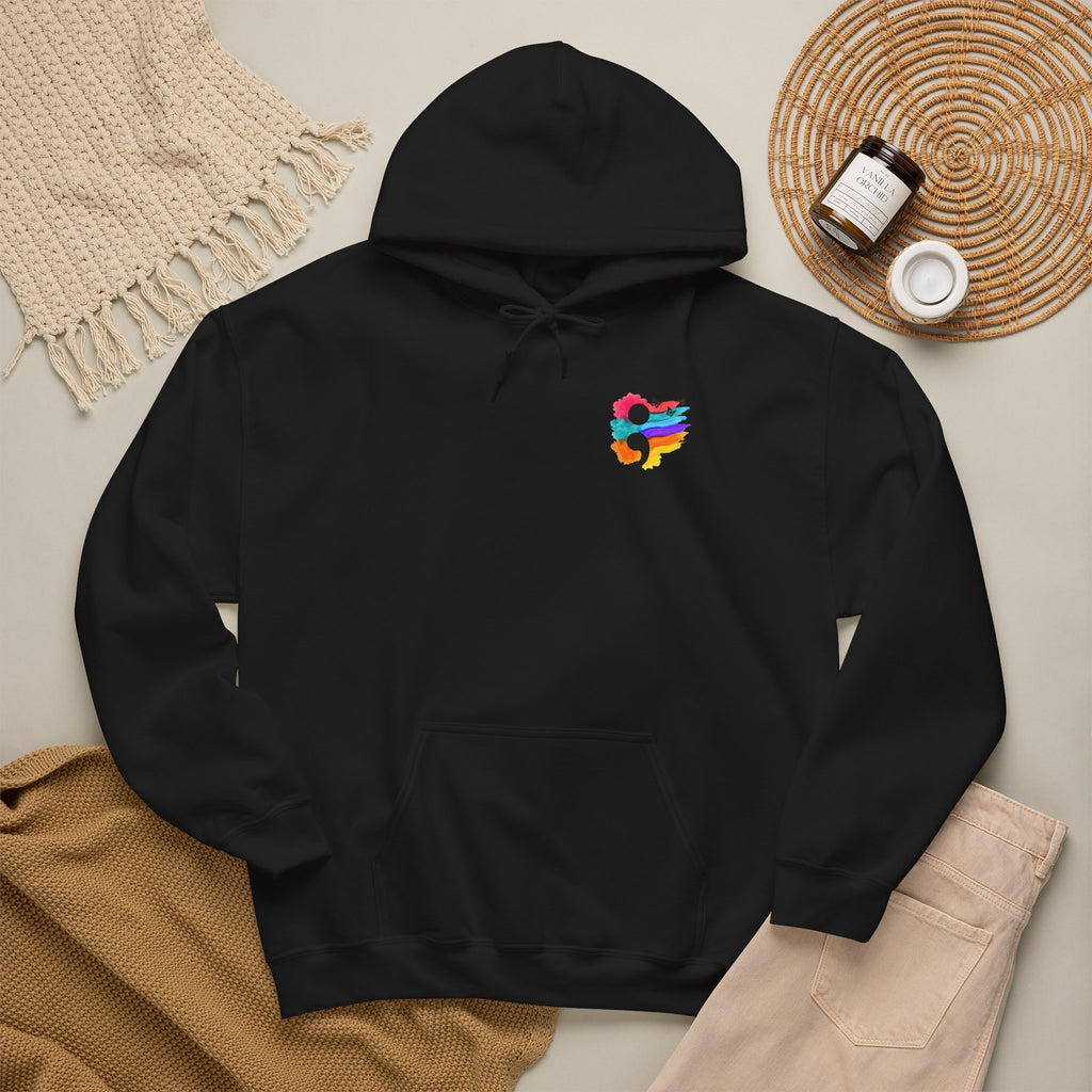 Watercolor Semicolon Hoodie | Rainbow Splash Mental Health Pocket Print Pullover | Cr8tive Designs