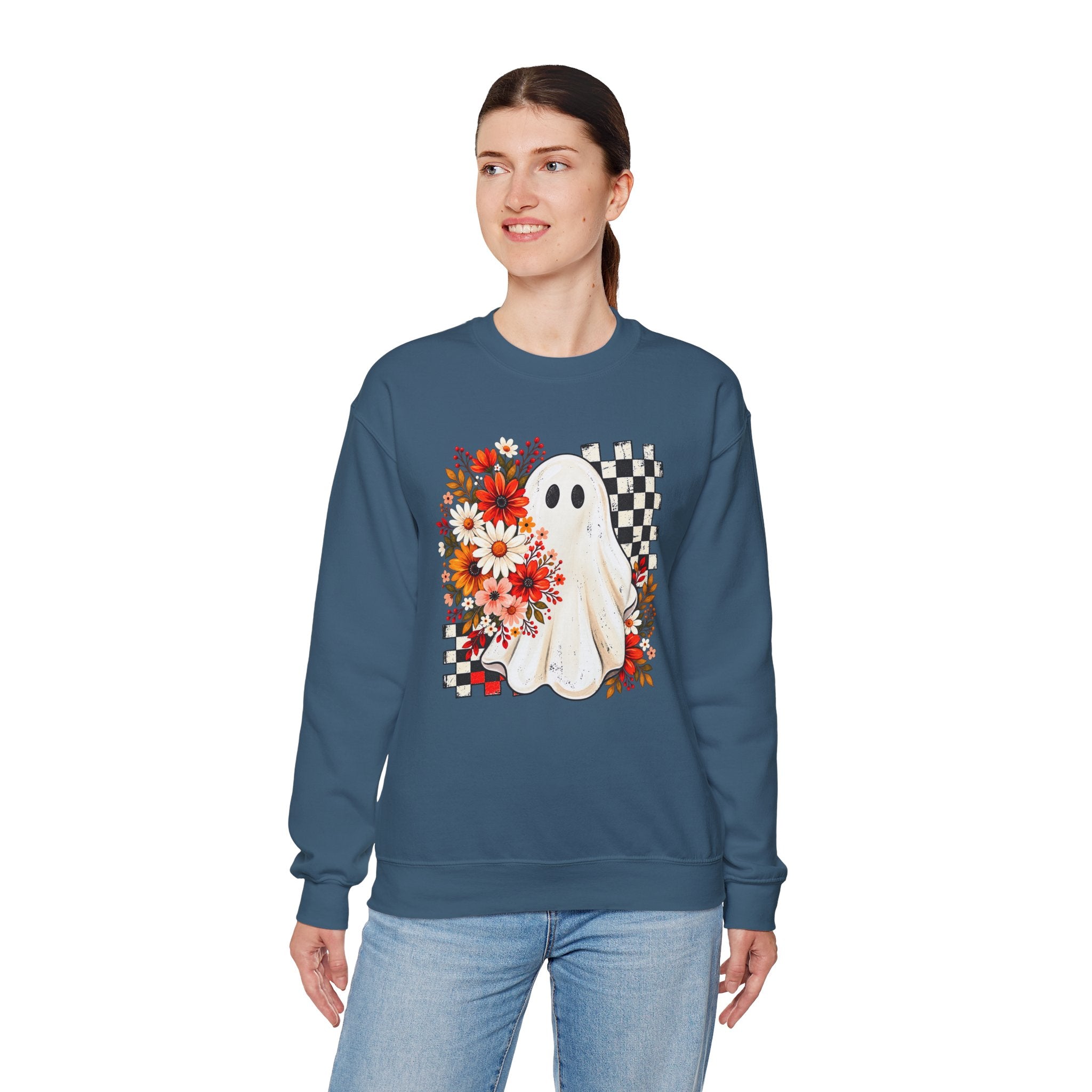 Floral Ghost Sweatshirt | Spooky Season Halloween Crewneck | Cr8tive Designs