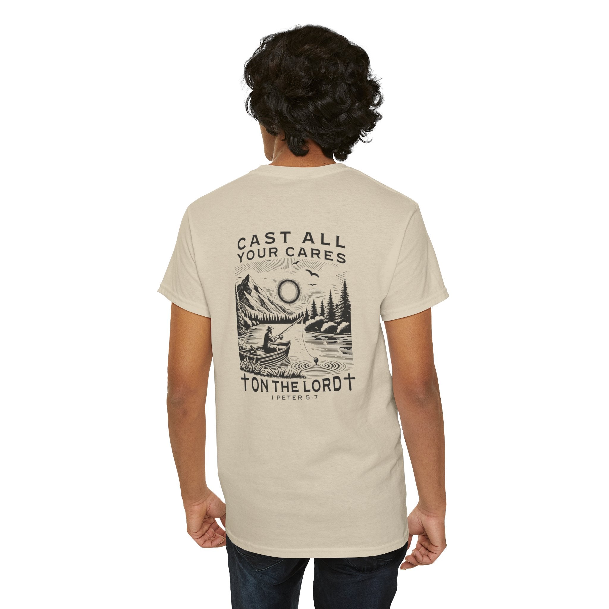 Cast All Your Cares T-Shirt — Faith-Inspired Outdoor Graphic Tee