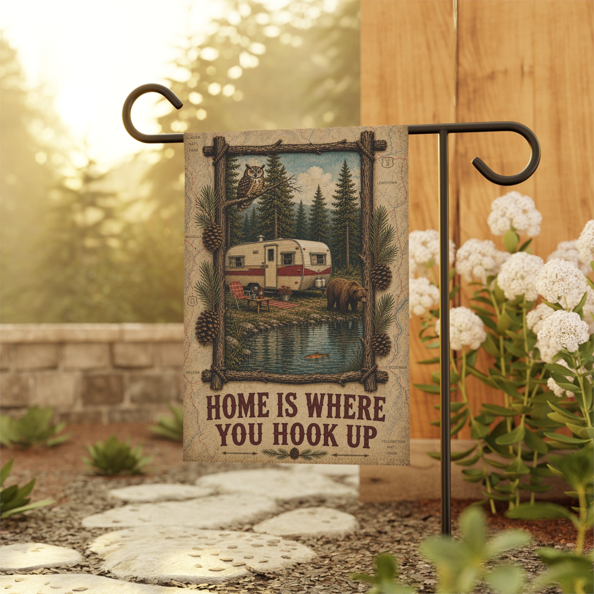 Home Is Where You Hook Up Garden Flag | Camping Decor | Cr8tive Designs