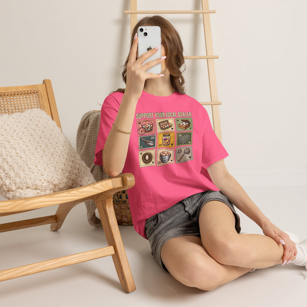Support Your Local Dealer Fresh Eggs T-Shirt | Funny Chicken Farm Graphic Tee | Cr8tive Designs