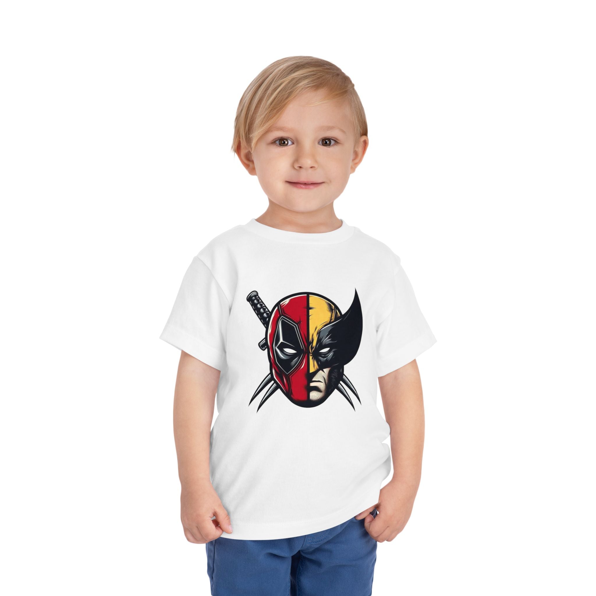 Masked Mercenary & Clawed Hero Mashup Tee | Comic-Inspired Toddler T-Shirt | Cr8tive Designs