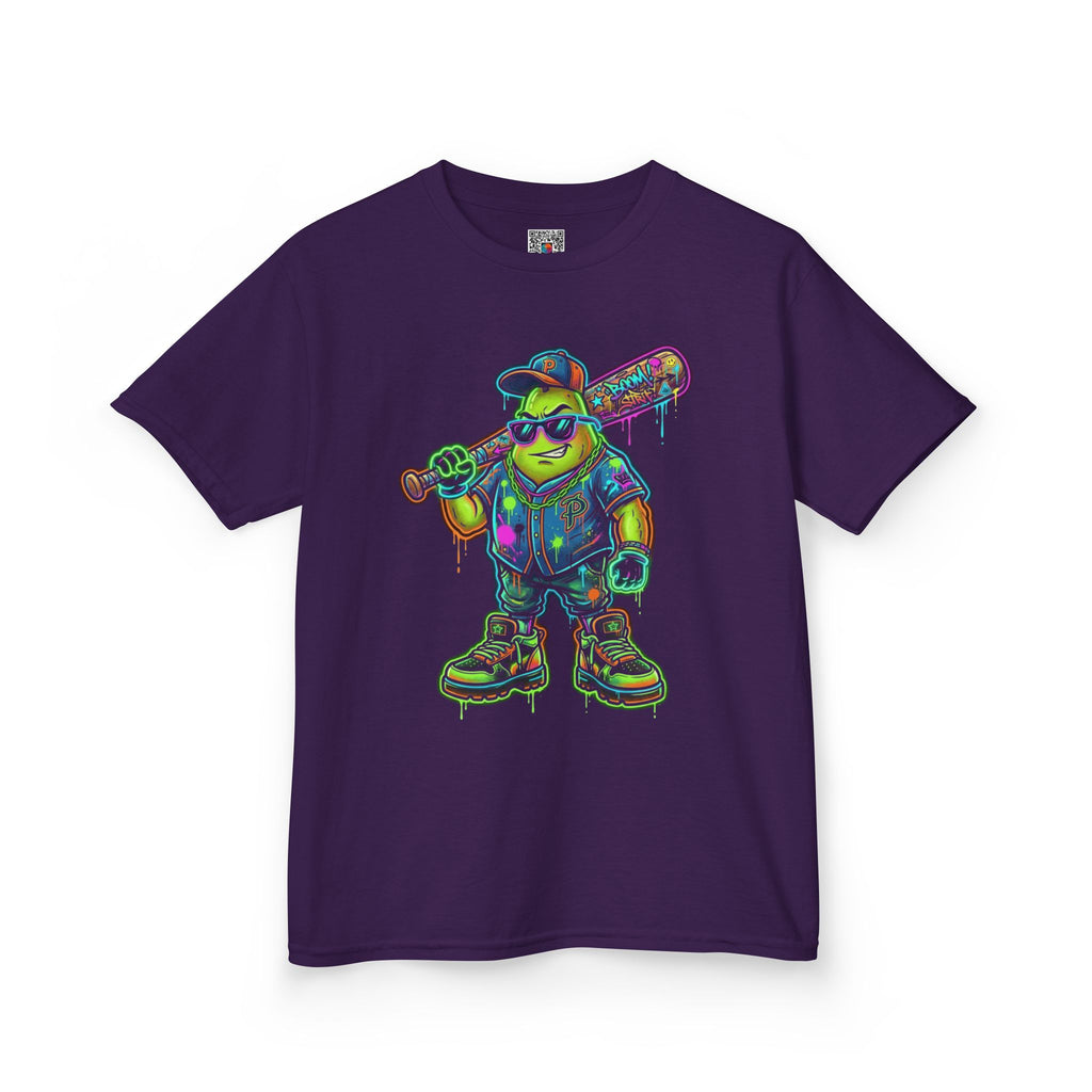 Kids Neon Skateboarder T‑Shirt | Cool Graffiti Skate Punk Tee for Boys | Cr8tive Designs