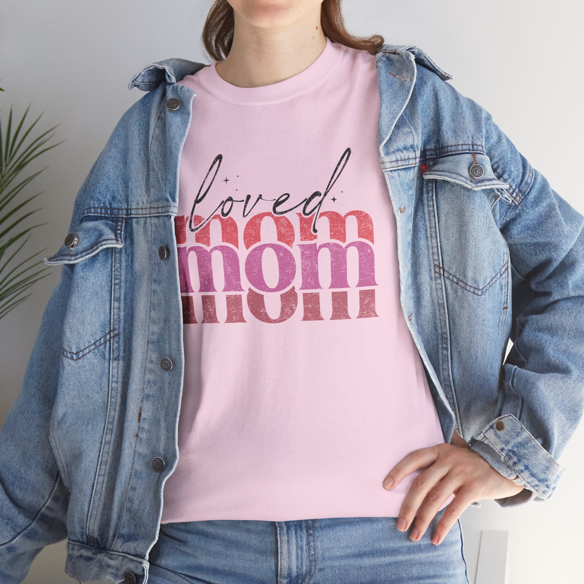 LOVED MOM GRAPHIC T-SHIRT | INSPIRATIONAL MOTHERHOOD TEE | STACKED RETRO DESIGN | CR8TIVE DESIGNS