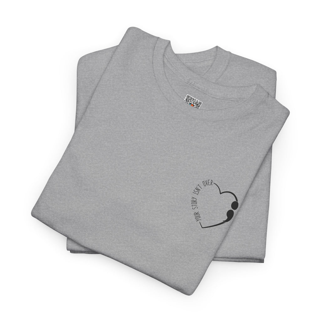 Heart Semicolon Pocket Print T-Shirt | Minimalist Suicide Prevention Graphic Tee | Cr8tive Designs