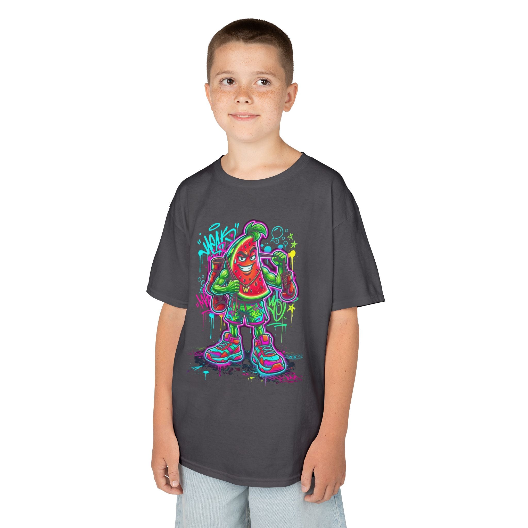 Kids Tee | Neon Graffiti Hot Sauce Character Graphic | Cr8tive Designs