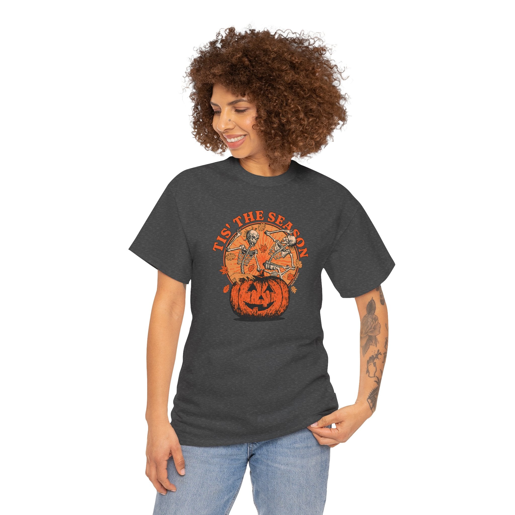Tis The Season Dancing Skeletons Tee | Vintage Spooky Graphic T-Shirt | Cr8tive Designs