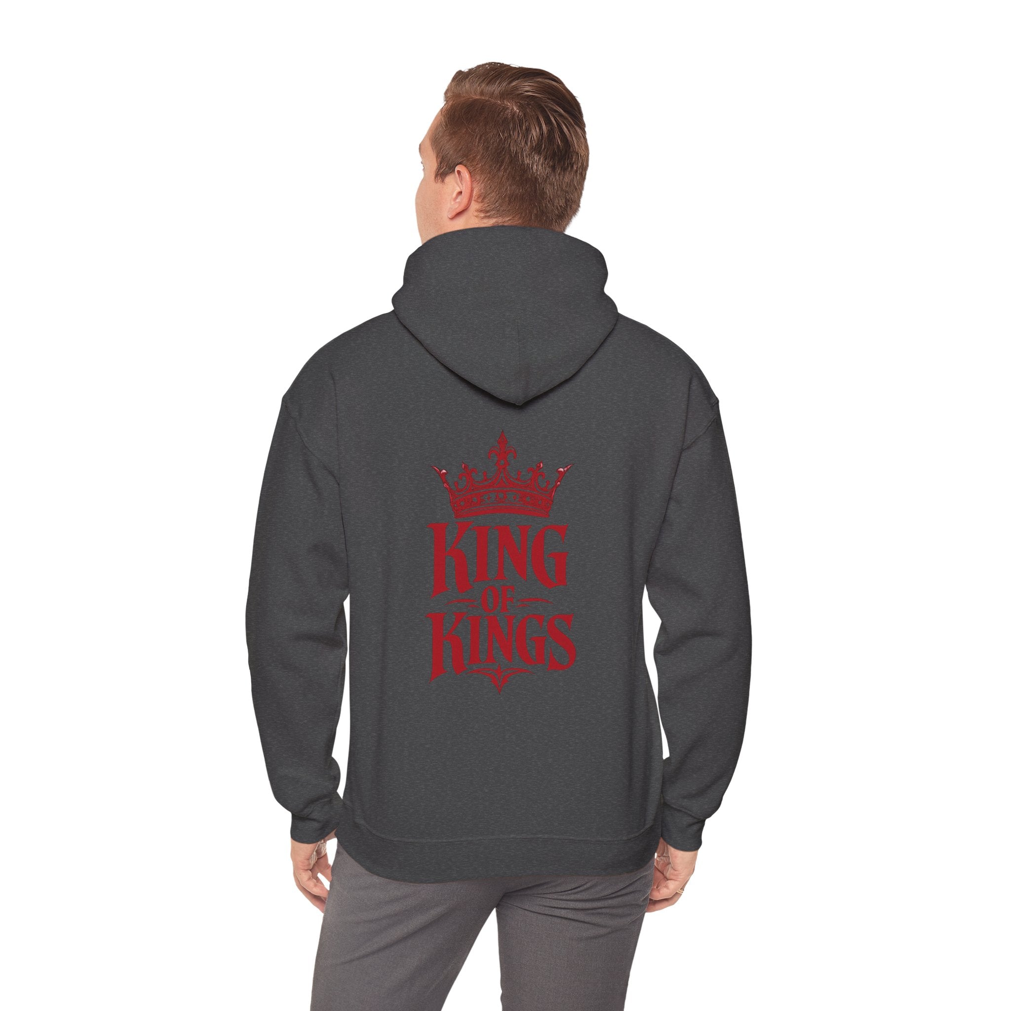 King of Kings Hoodie — Red Crown Graphic Religious Pullover