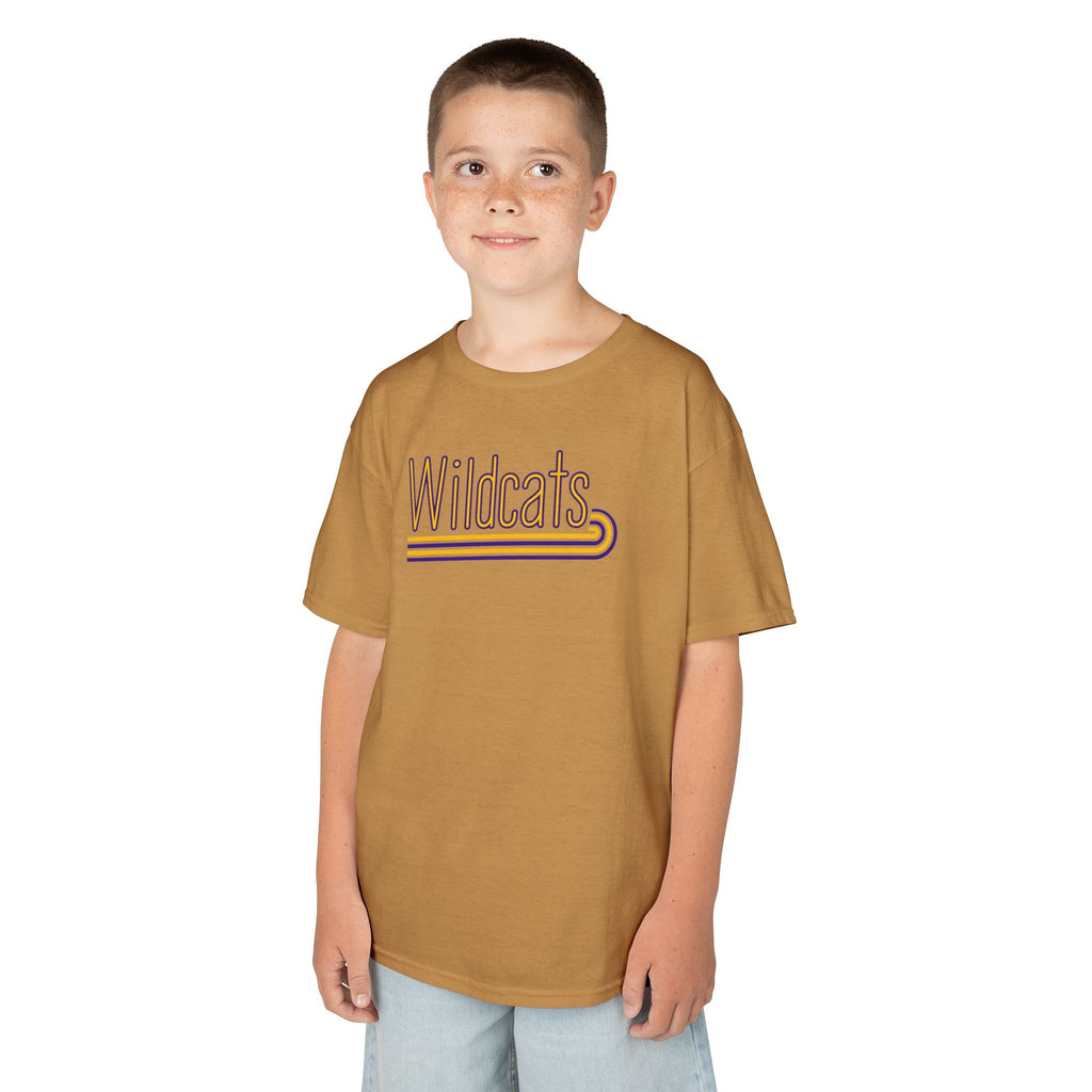 Wildcats Retro Stripe | Purple and Gold Youth Spirit T-Shirt | Cr8tive Designs