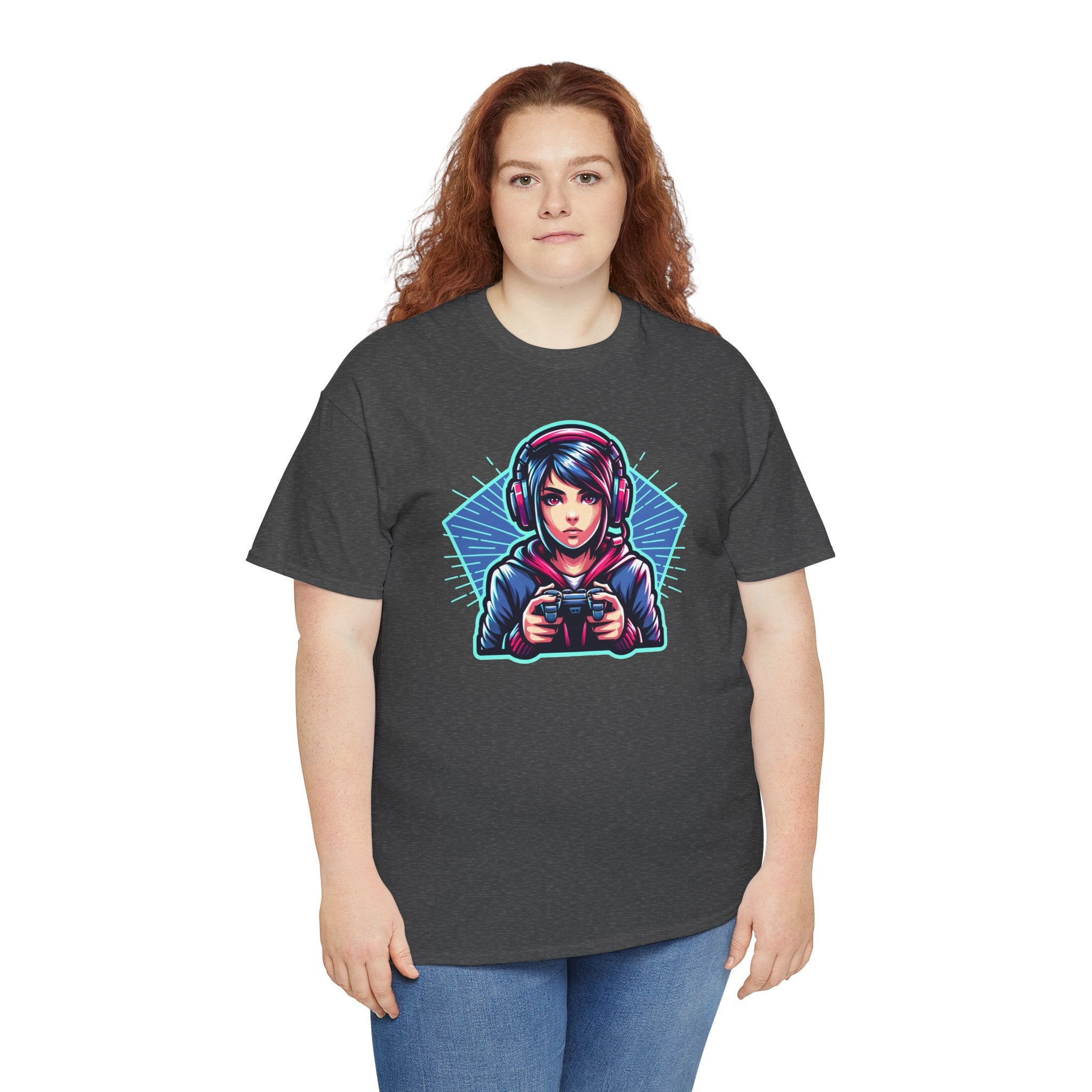 Neon Gamer Girl | Retro Gaming Graphic T-Shirt | Cr8tive Designs