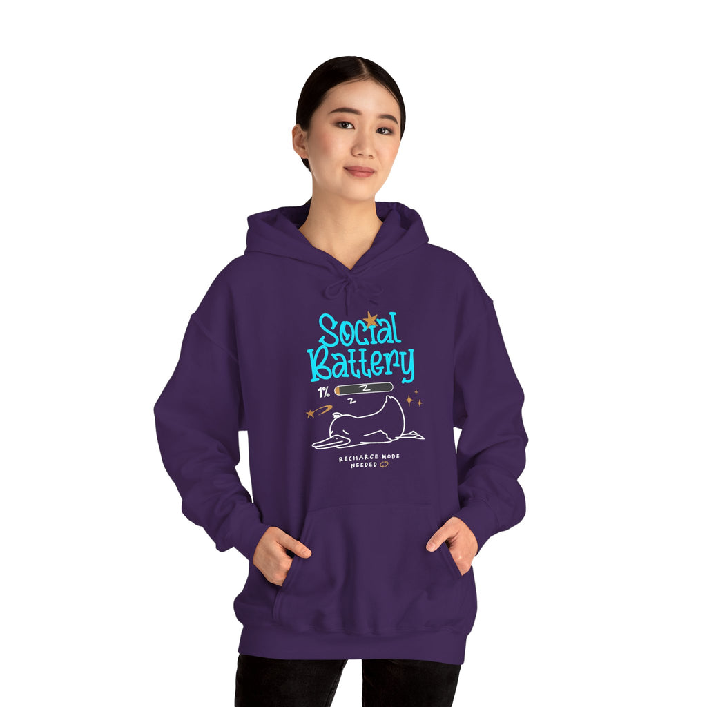 Social Battery 1% | Funny Introvert Hoodie | Cr8tive Designs