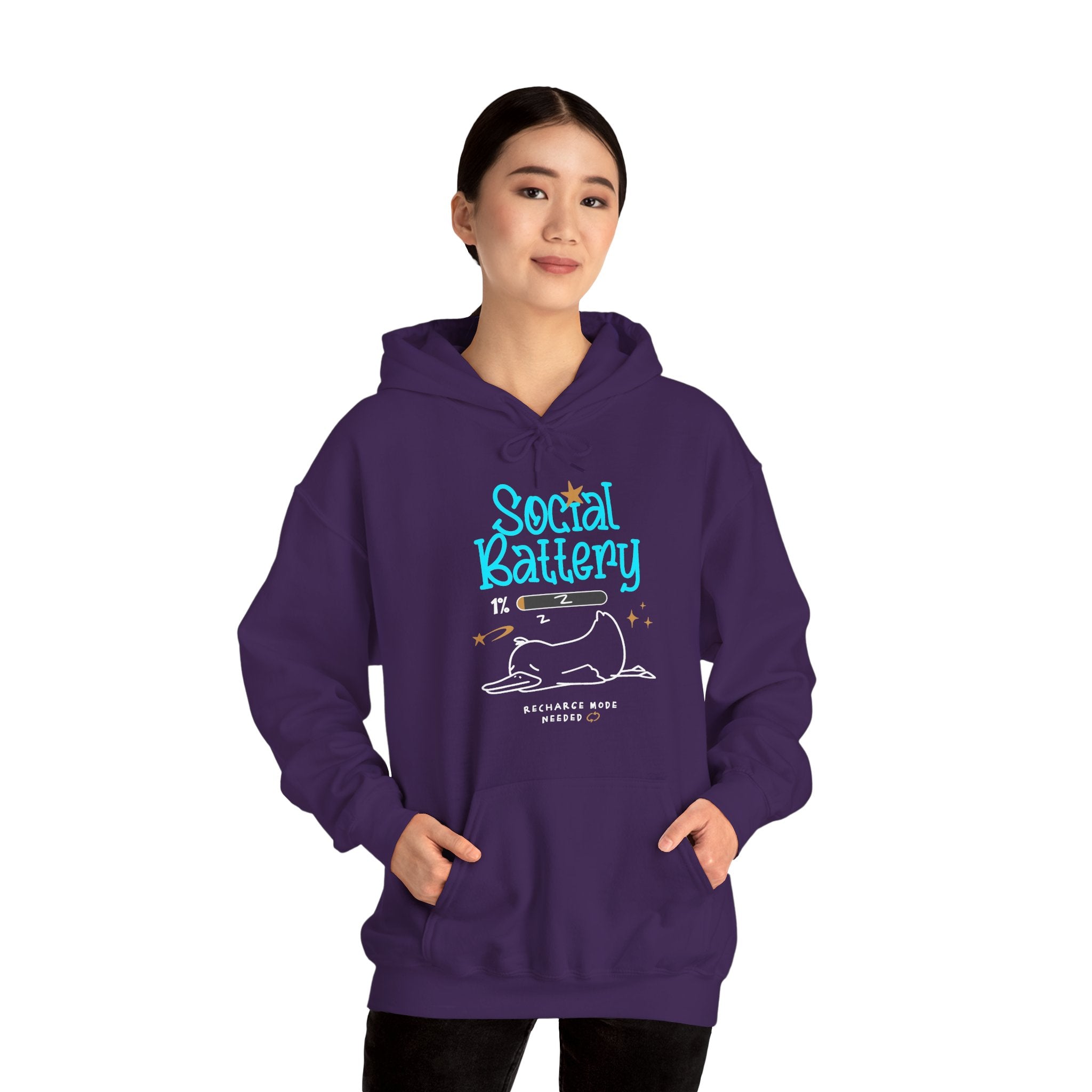 Social Battery 1% | Funny Introvert Hoodie | Cr8tive Designs