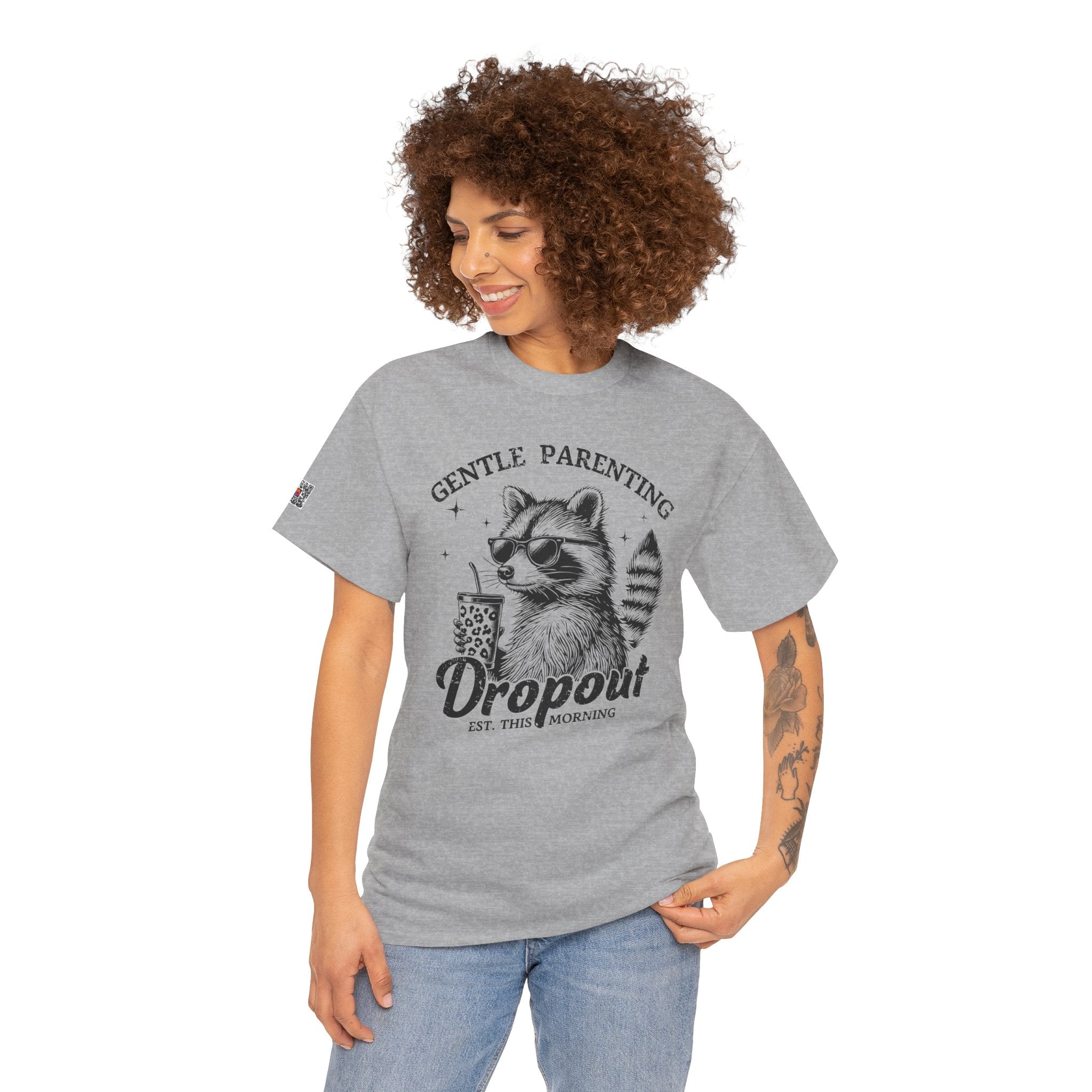 Gentle Parenting Dropout Graphic Tee – Funny Mom Life Shirt, Raccoon Humor Tee, Motherhood Humor | Cr8tive Designs