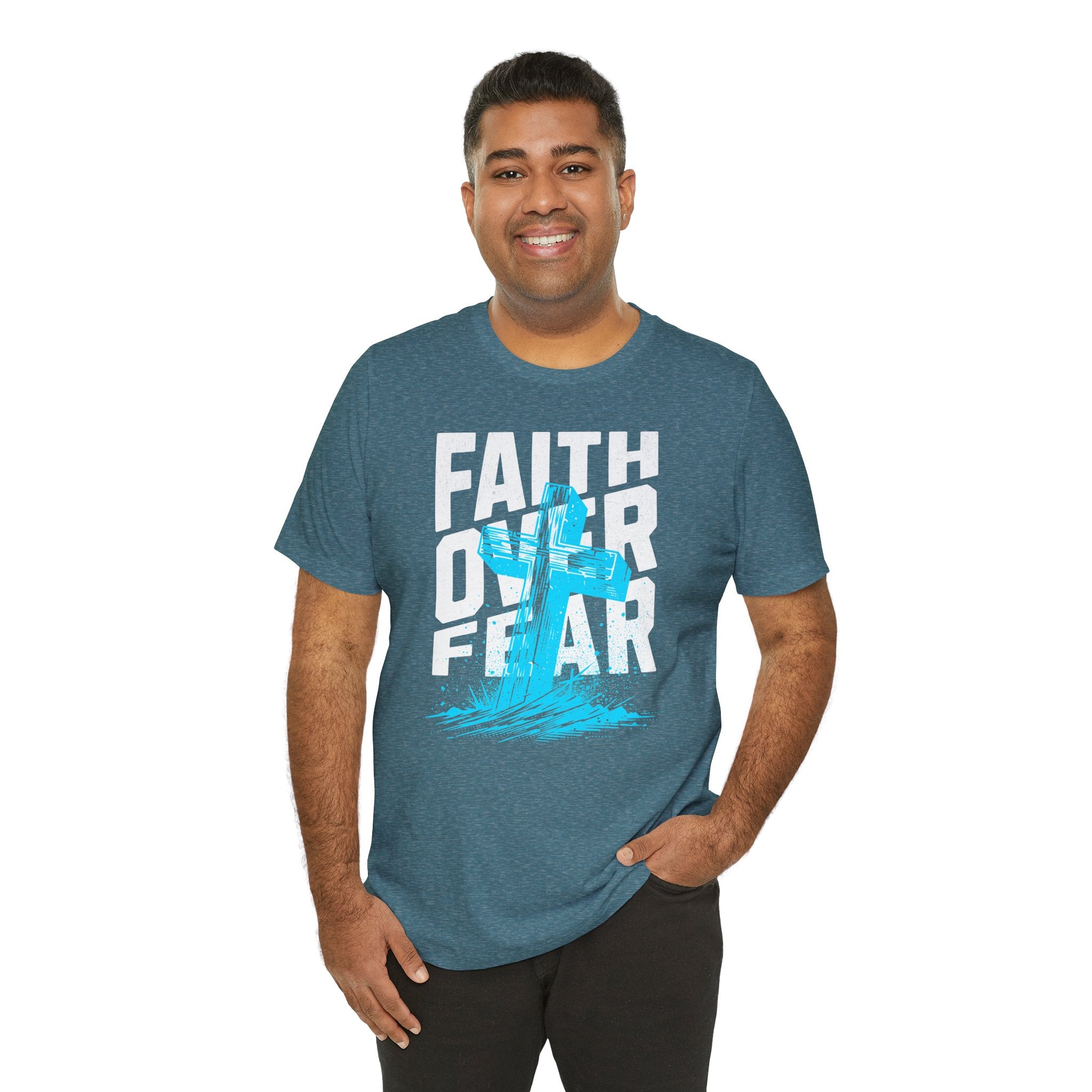 Faith Over Fear T-Shirt | Christian Cross Inspirational Tee | Cr8tive Designs