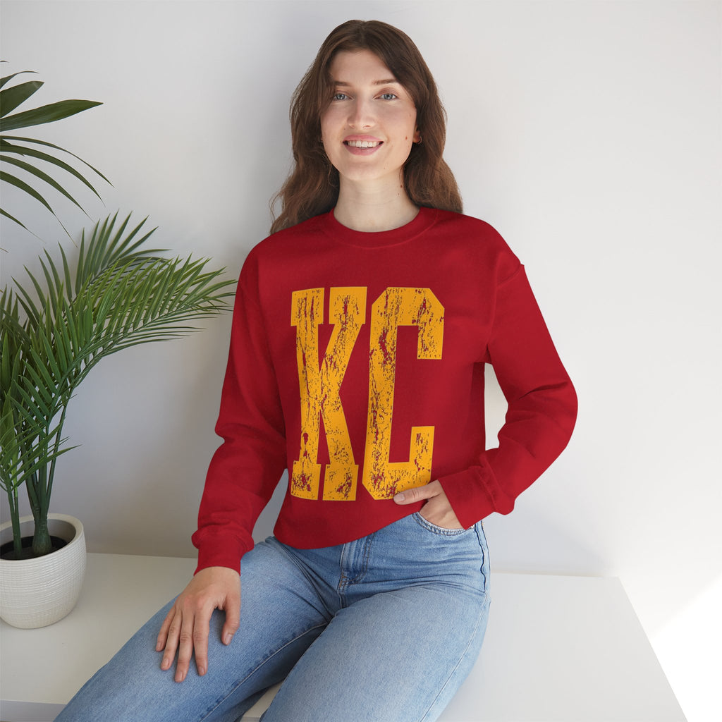 KC Distressed Varsity Sweatshirt | Retro Sunday Football Graphic Crewneck | Cr8tive Designs