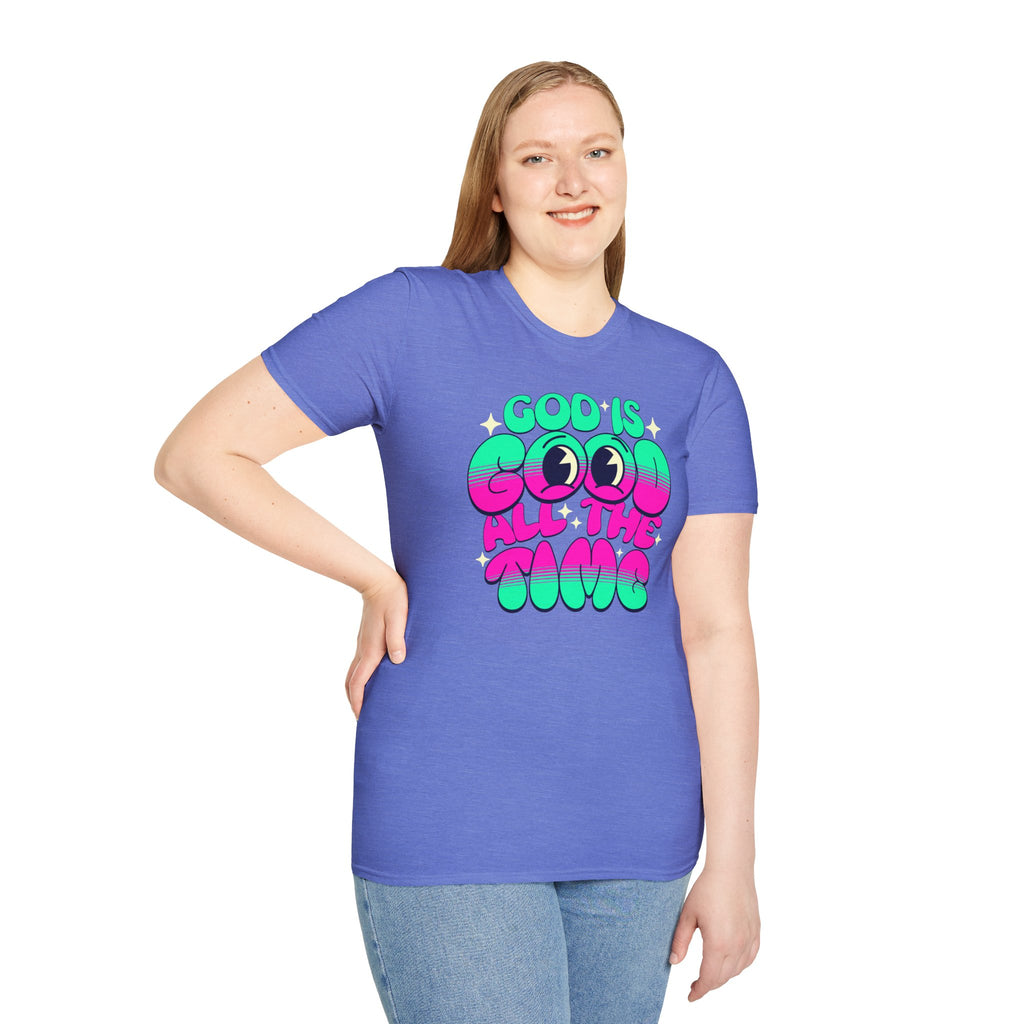 God Is Good All The Time T-Shirt | Retro Neon Faith Graphic Tee | Cr8tive Designs