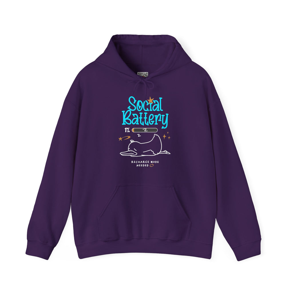 Social Battery 1% | Funny Introvert Hoodie | Cr8tive Designs