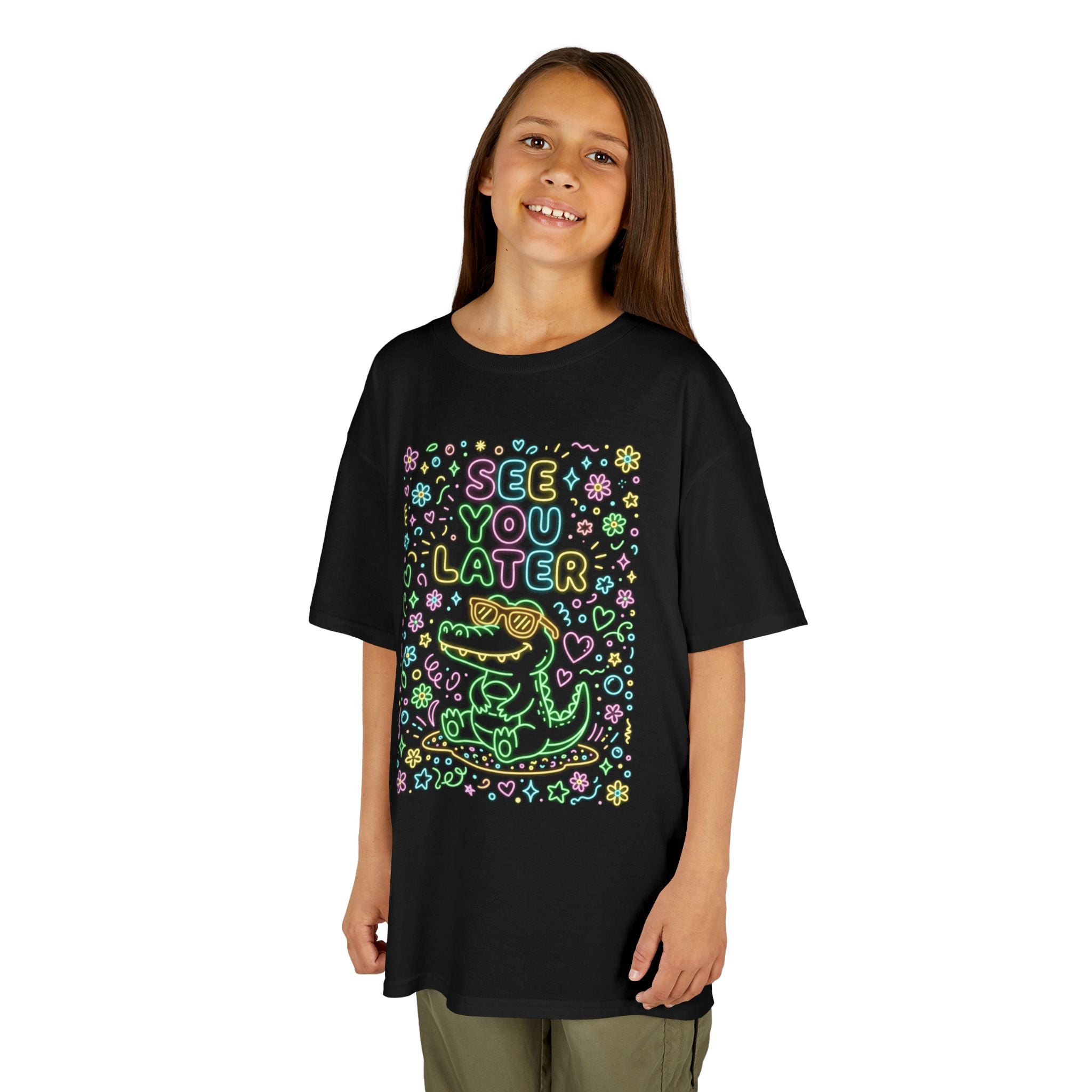 Kids T-Shirt | Neon alligator "See You Later" Cute Graphic Tee | Cr8tive Designs