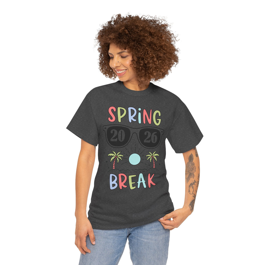 Spring Break 2026 T-Shirt — Retro Sunglasses, Palm Trees & Beach Vibes