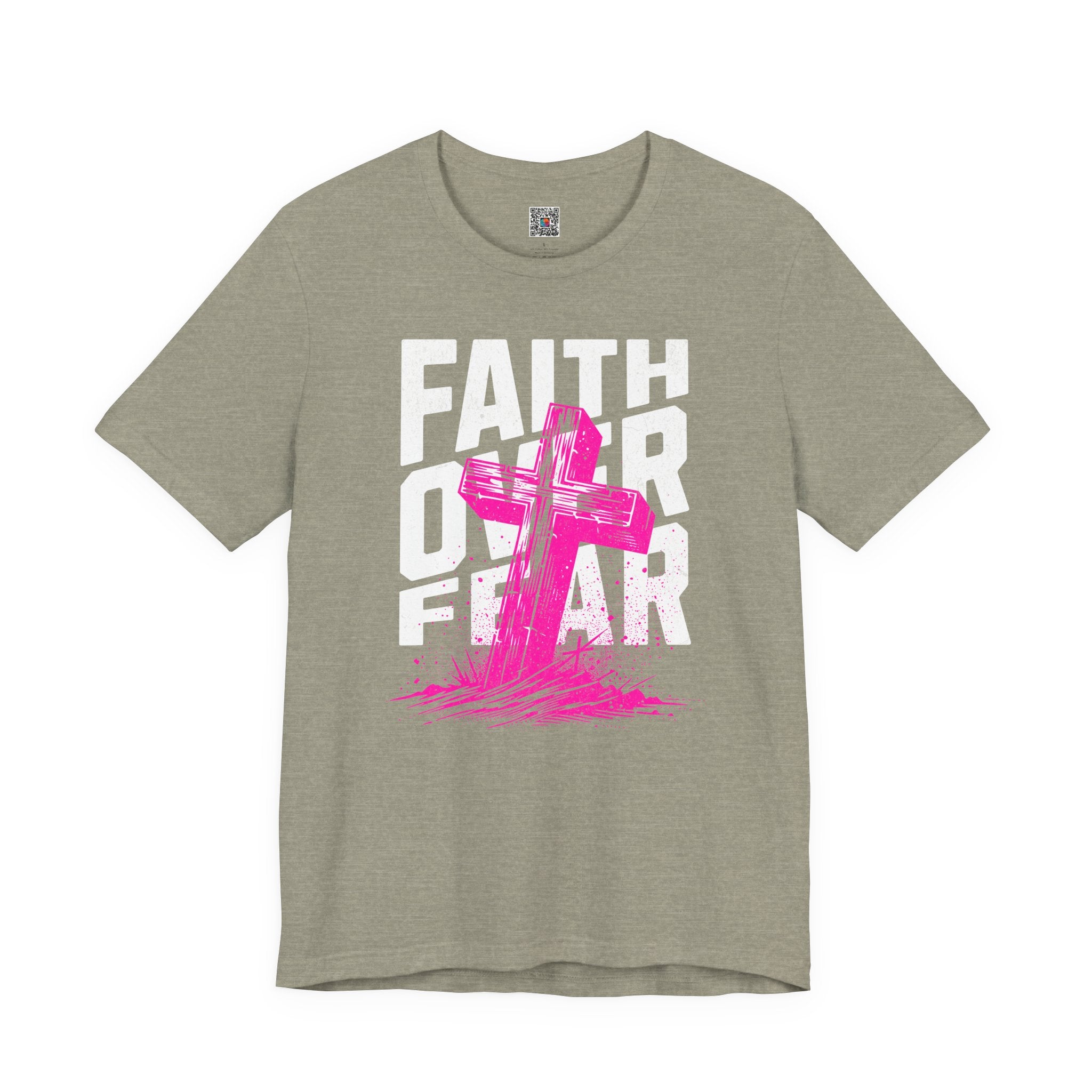 Faith Over Fear T-Shirt | Pink Cross Christian Tee | Cr8tive Designs