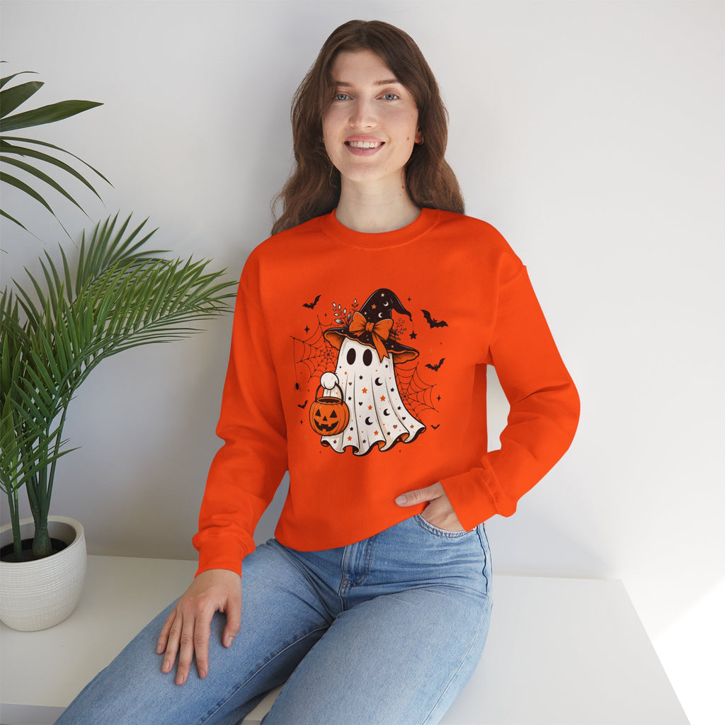 Trick or Treat Witch Ghost Sweatshirt | Spooky Season Halloween Crewneck | Cr8tive Designs