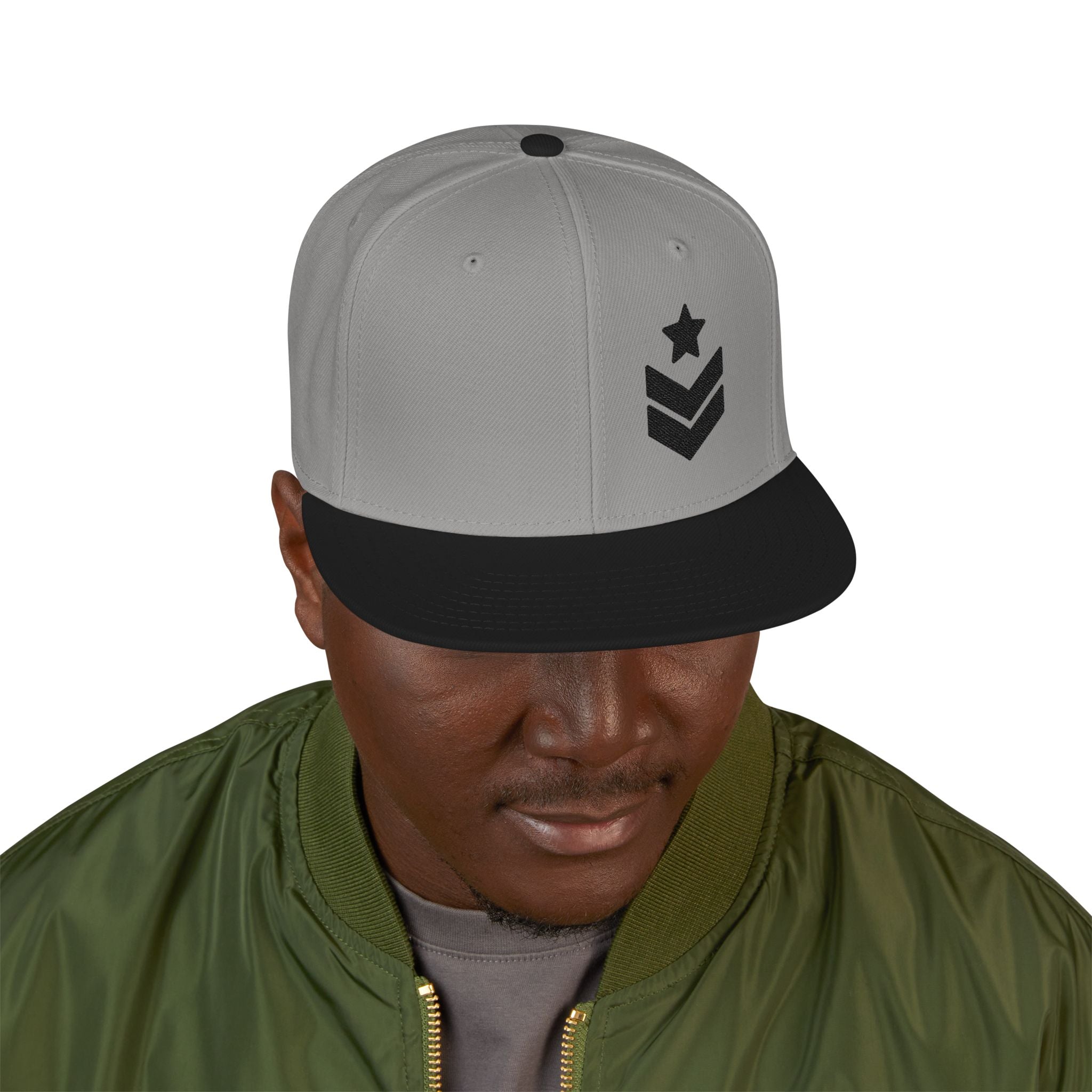 Embroidered Rank Chevron Snapback Hat