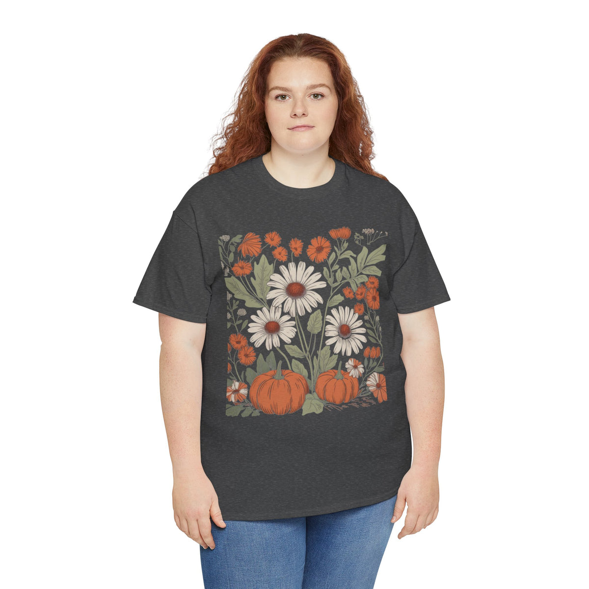 Vintage Floral Pumpkin Tee | Cottagecore Autumn Botanical Graphic T-Shirt | Cr8tive Designs