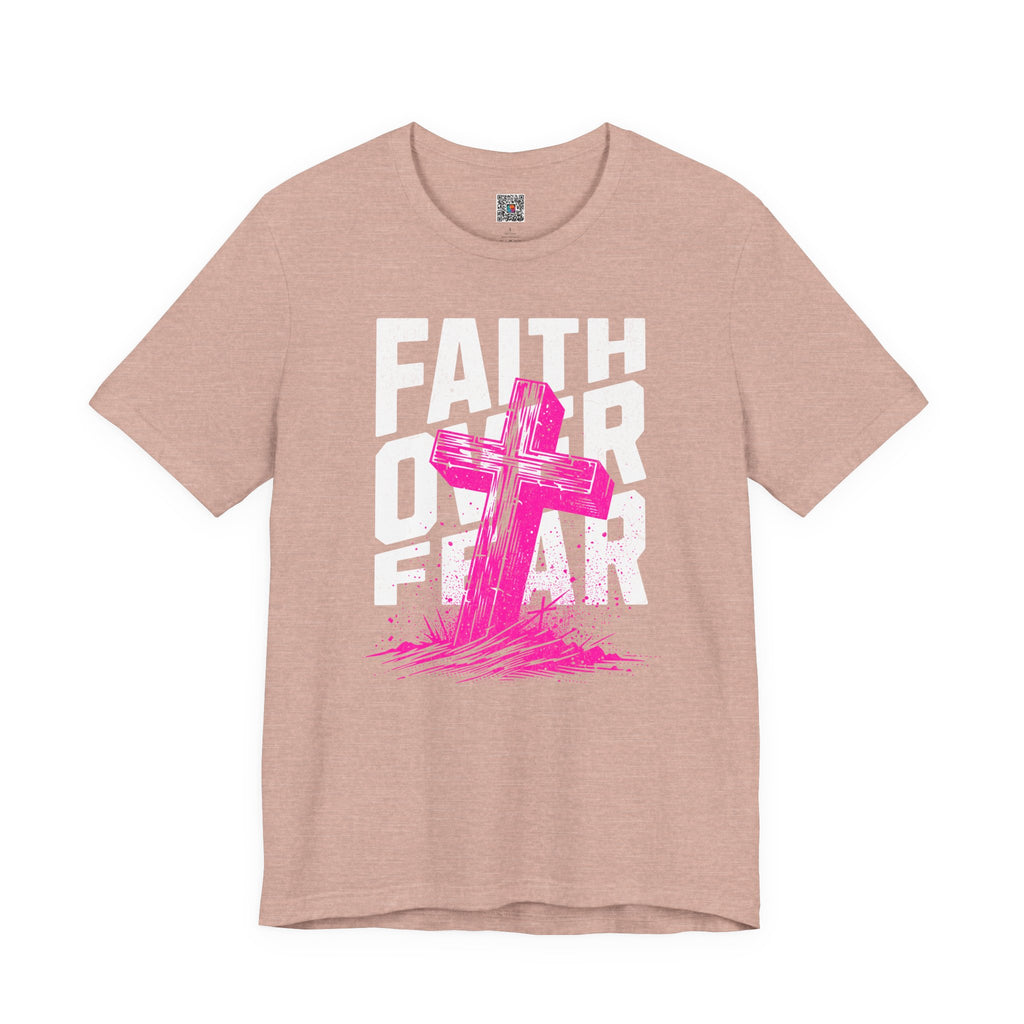 Faith Over Fear T-Shirt | Pink Cross Christian Tee | Cr8tive Designs