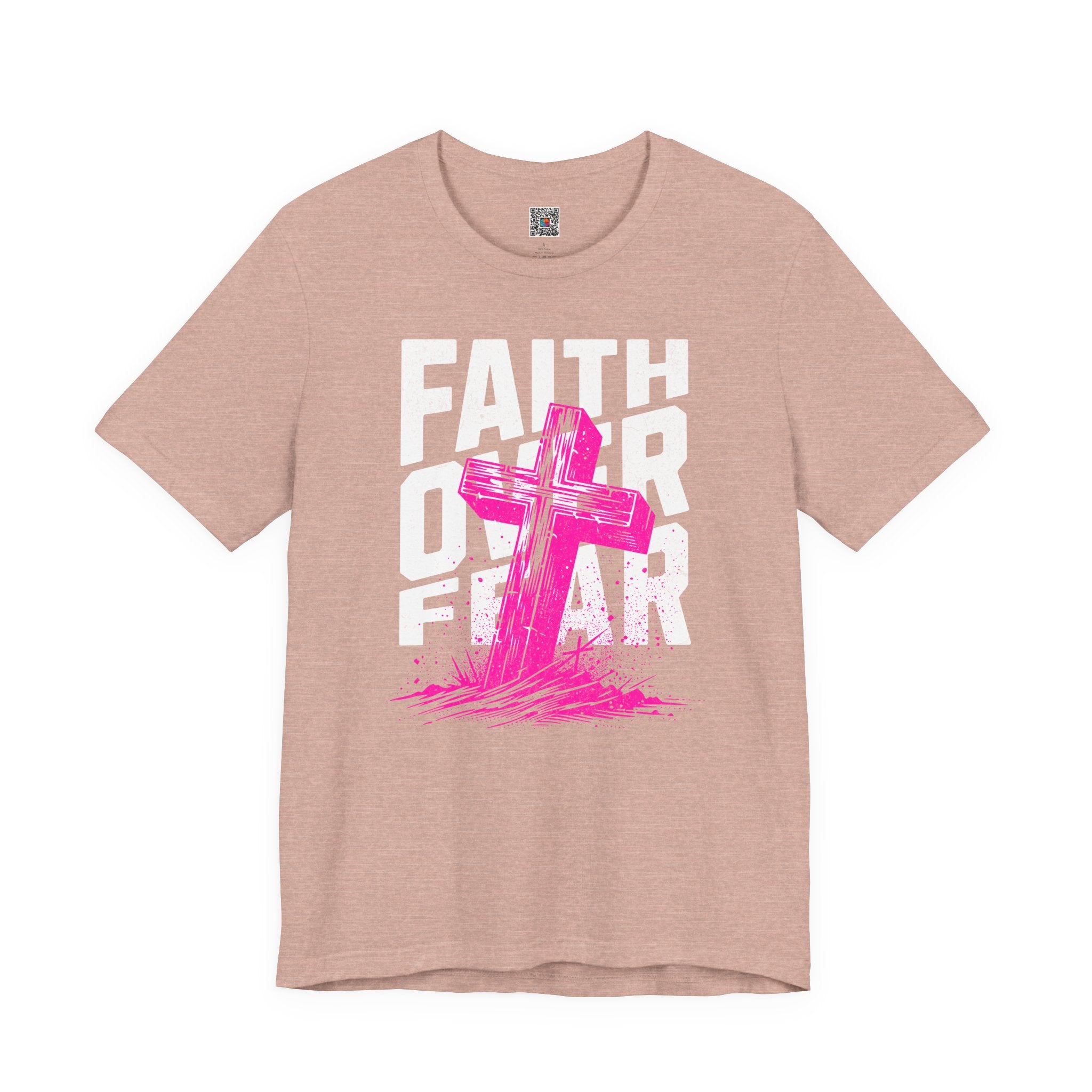 Faith Over Fear T-Shirt | Pink Cross Christian Tee | Cr8tive Designs