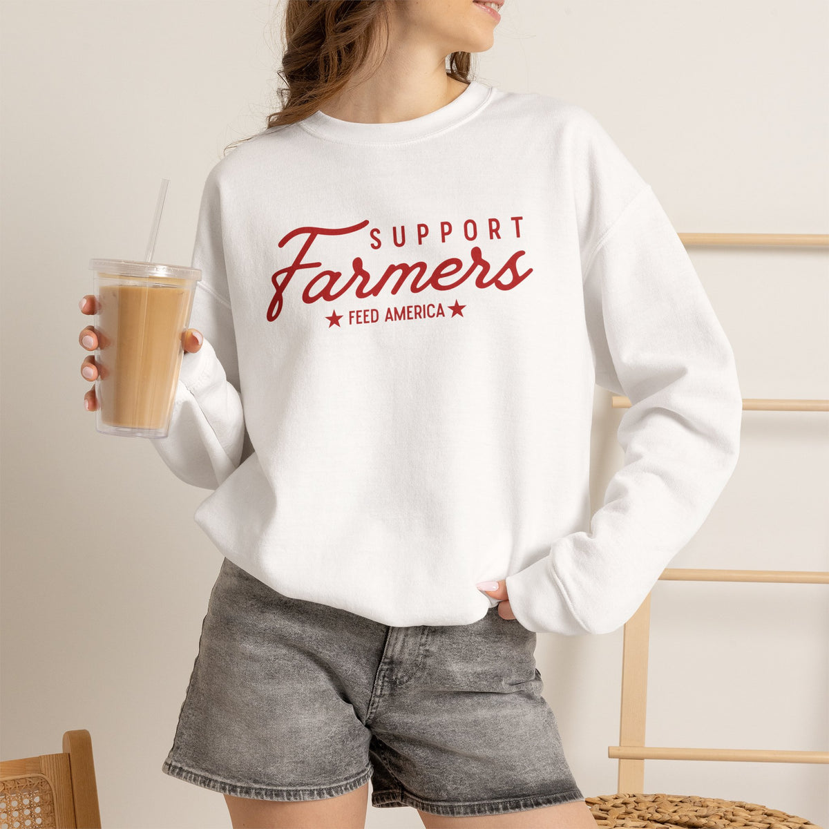 Support Farmers Feed America Sweatshirt | Patriotic Agriculture Crewneck | Cr8tive Designs