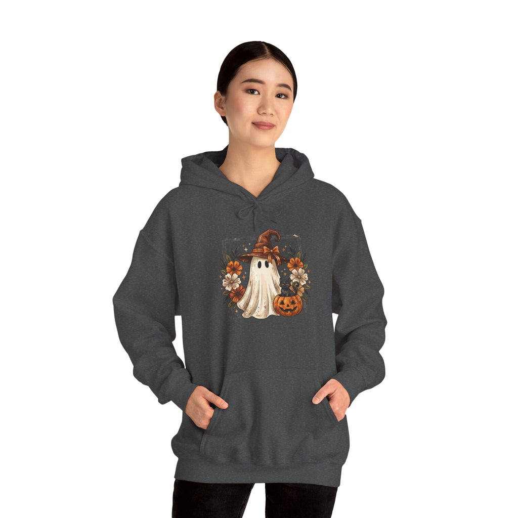 Floral Witch Ghost with Black Cat Hoodie | Cr8tive Designs