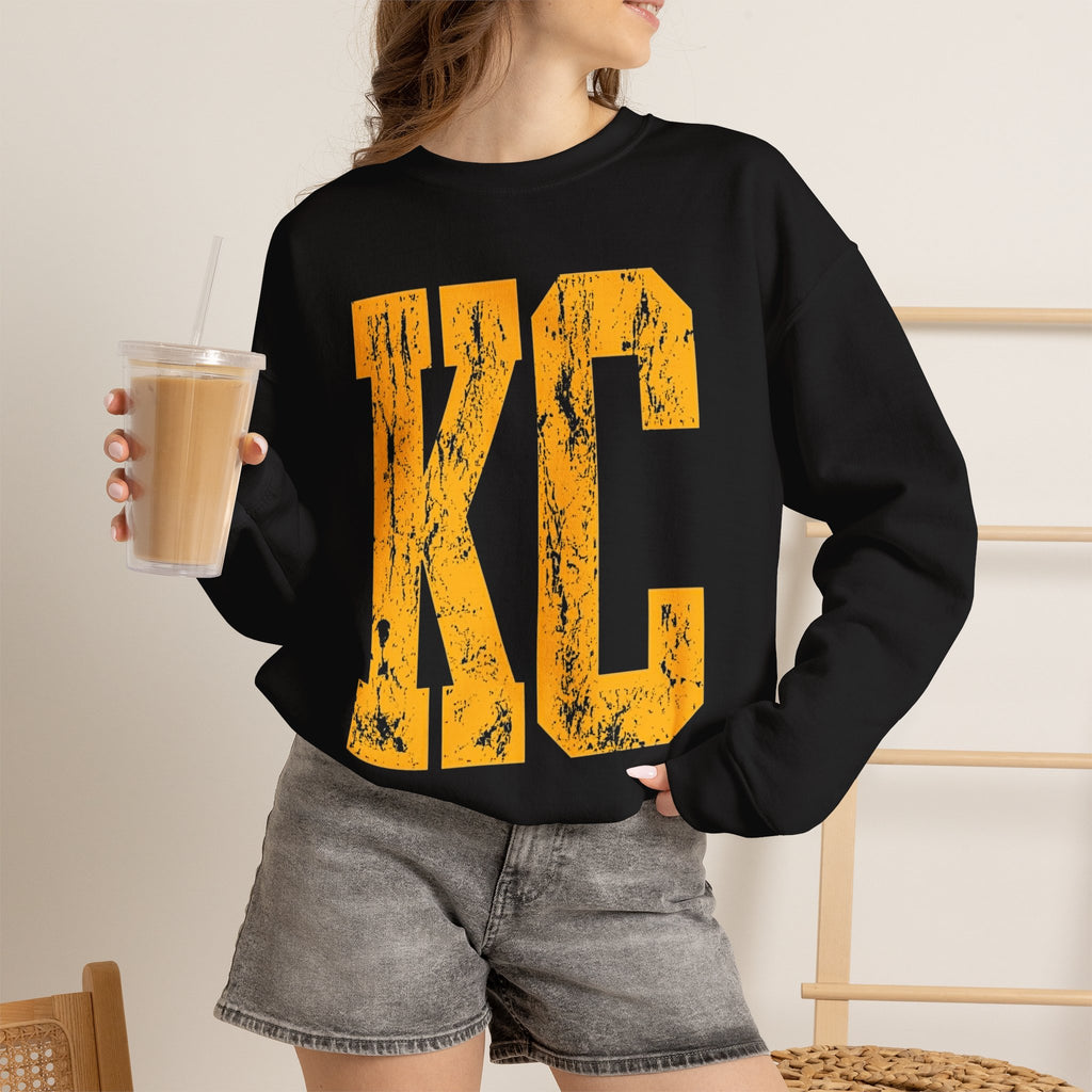 KC Distressed Varsity Sweatshirt | Retro Sunday Football Graphic Crewneck | Cr8tive Designs