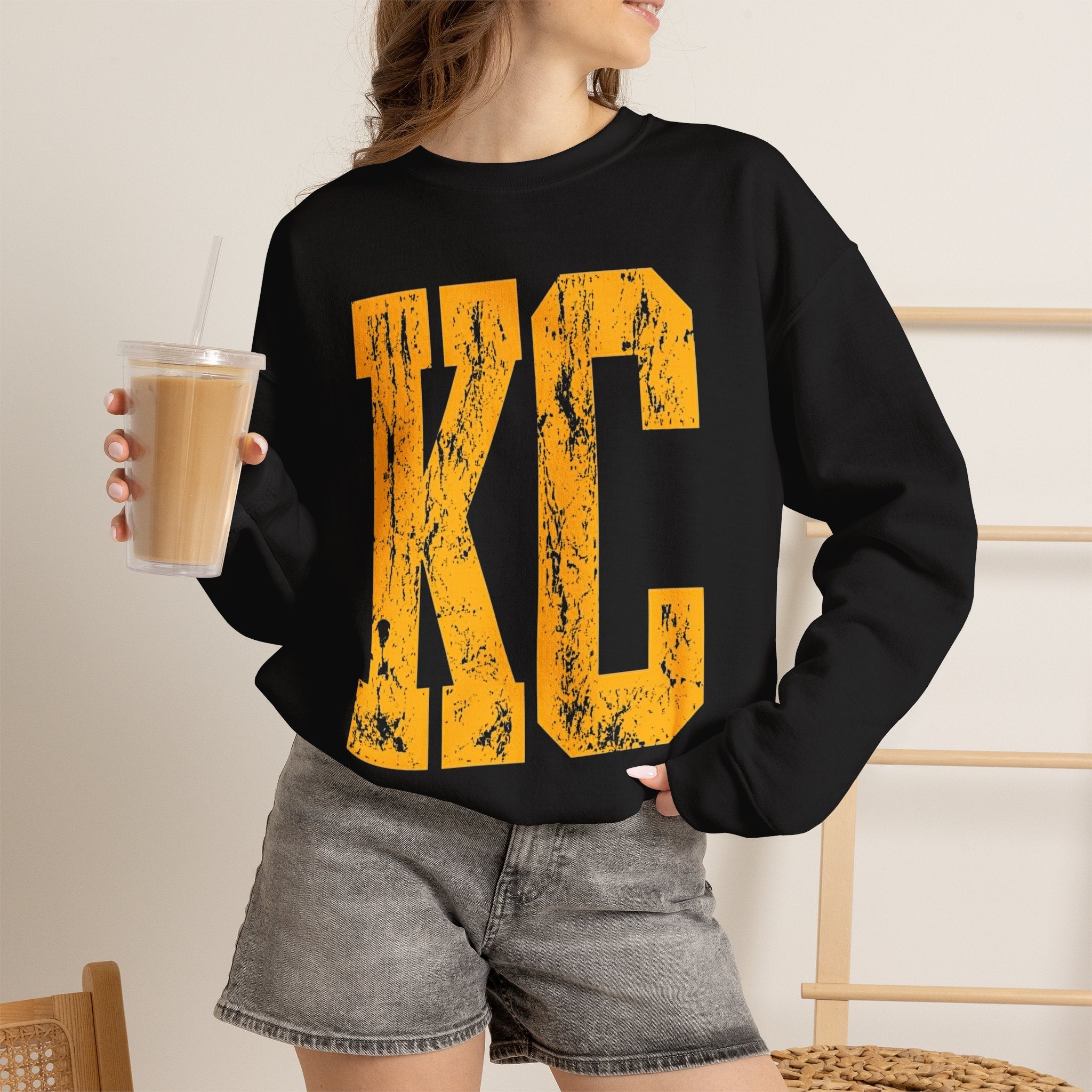 KC Distressed Varsity Sweatshirt | Retro Sunday Football Graphic Crewneck | Cr8tive Designs