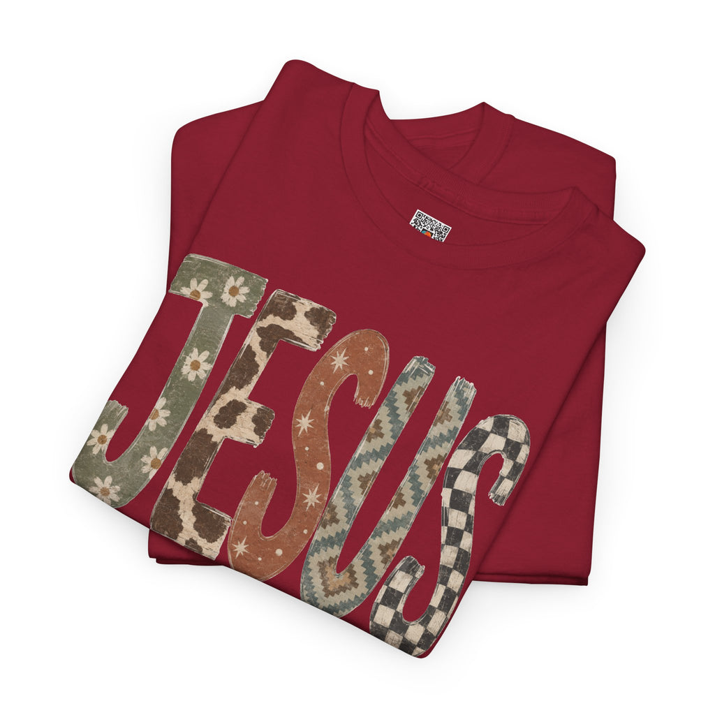 Patterned Jesus Western Tee | Western Country Christian Graphic T-Shirt | Cr8tive Designs