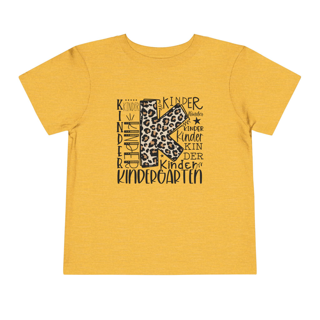 Leopard Print Kindergarten K Youth Tee | Trendy Back-to-School T-Shirt | Cr8tive Designs